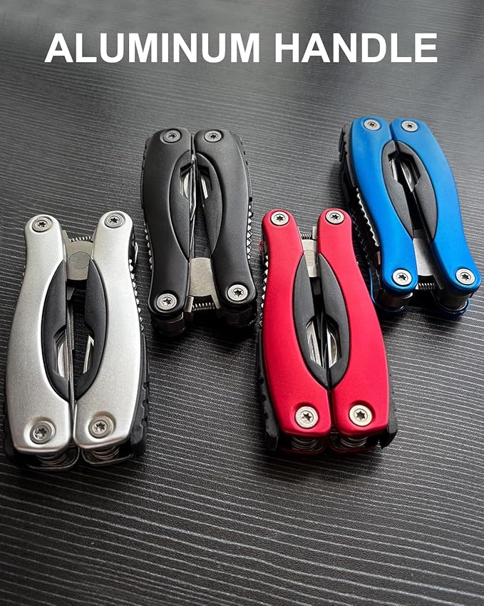 UNOONE 11-in-1 Multitool Pliers - Stainless Steel Pocket Knife with Pliers, Screwdriver & Bottle Opener - Aluminum Handle EDC Knives for Survival, Camping, Hunting, Hiking - Gift for Men Women (Black)