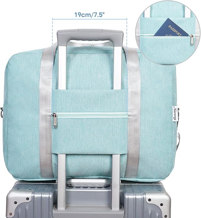 For Spirit Airlines Personal Item Bag 18x14x8 Foldable Travel Duffel Bag Underseat Carry on Luggage for Women (Mint Green)