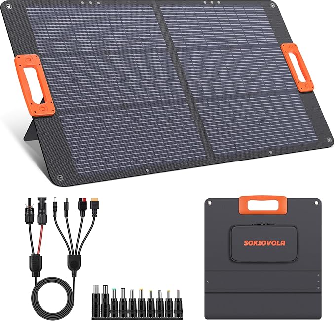 N-Type 16BB 100W Portable Solar Panel for EF/Jackery/Bluetti/Anker Power Station,ETFE Foldable Solar Panel Charger 25% High Efficiency USB-A & QC3.0 Output IP68 for Blackout Camping RV