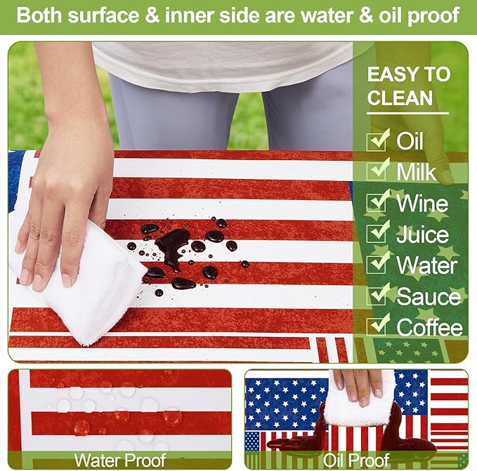 Picnic Table Cover with Bench Covers Camping Essentials Waterproof Windproof Camping Tablecloth with Drawstring Bag, Fitted Rectangle Tables and Seats, 60in, Red Blue White