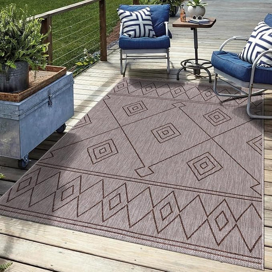 Keen Home Design Terrace Outdoor Area Rug - 10x14 Washable Indoor/Outdoor Rug for Patio, Kitchen, Balcony, Beach, Garden, Deck and Porch, Size: 10'x14'