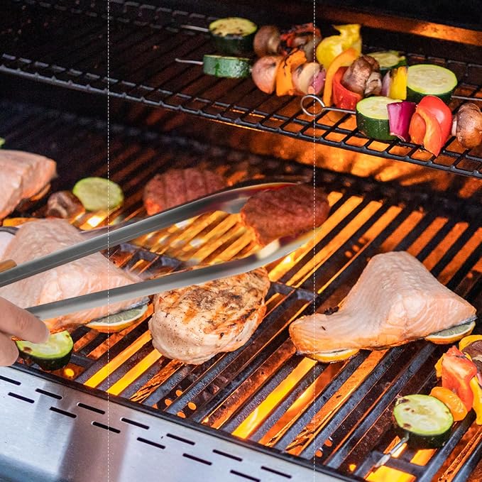 25-Inch Very Long Stainless Steel BBQ Tongs with Extended Luxurious Acacia Handle – Durable and Easy-to-Clean Grilling Tool for Cooking, Kitchen Use, and Outdoor Barbecues