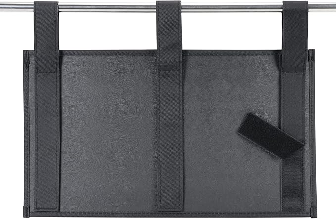 Hanging Bedside Caddy, Bedside Storage Organizer for Magazine, Phone, Remote control (5 Pockets-Black)