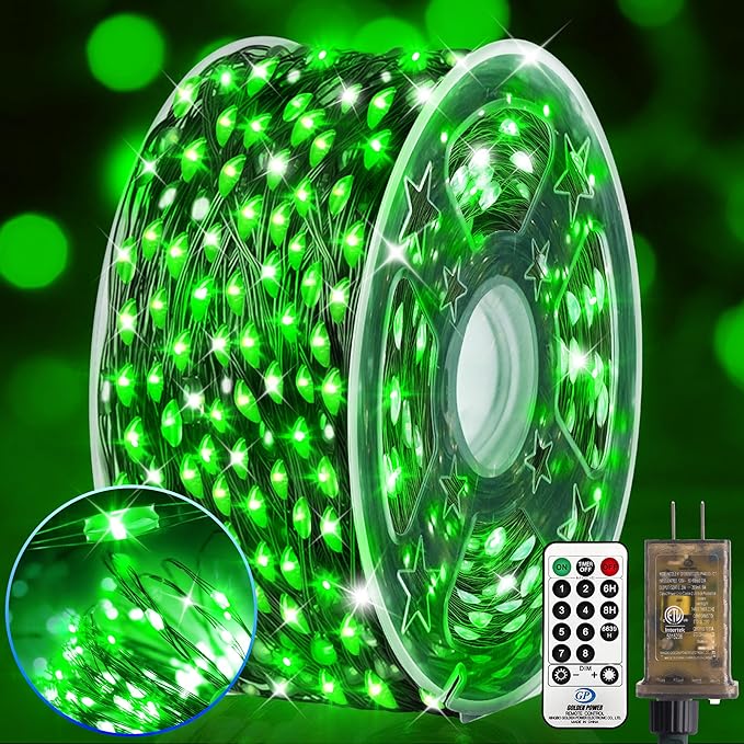 KNONEW 400FT Outdoor Christmas Fairy Lights Plug in,1200 LED String Lights Outdoor Waterproof 8 Modes Memory Times for Wedding Bedroom Walls Garden Trees Decoration(Green)