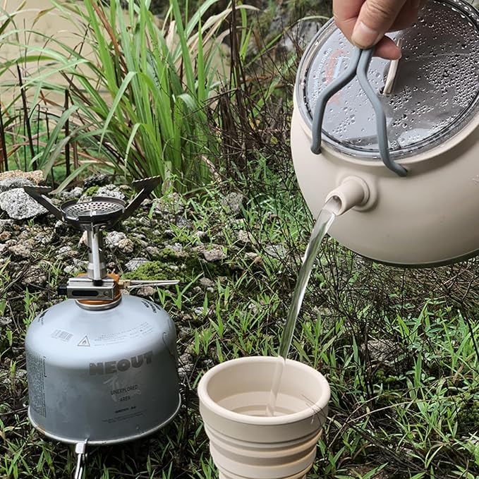 3 Pcs Camping cookware Set, 1.5L Collapsible Kettle with Bowl&Cups,Backpacing Mess Kit for Outdoor