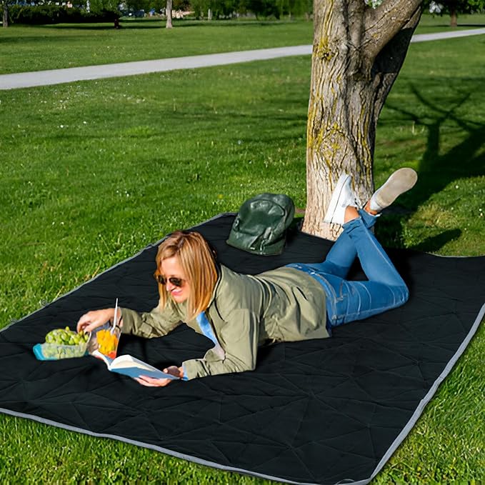 Outdoor Waterproof Blanket, Foldable Fleece Stadium Blanket for Outdoor Sports Event, Camping, Concerts, Car, Pet, Picnics - Windproof, Wearable, Machine Washable 80" x 58"