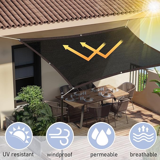 Shade Cloth - 70% Garden Shade Mesh Net with Grommets Outdoor Sun Shade Cover for Plant Pergola Patio Greenhouse Chicken Coop(6x8ft)