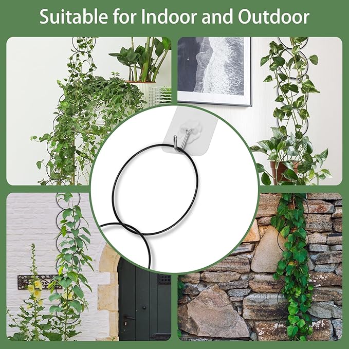 18 Pcs Chain Trellis for Climbing Plants, 7.5(ft) L Wall Plant Trellis Indoor, Pothos Plant Climber Support for Ivy Hoya Flower, Circles