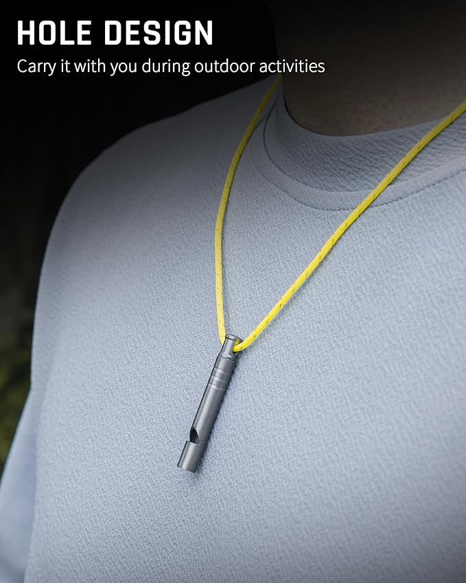 TISUR Titanium Emergency Whistle,120db Safety Whistle with Lanyard,Outdoor Survival Small Whistle for Life Saving,Hiking,Pets Training,Coach Sports