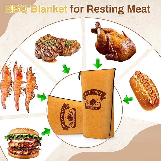 BBQ Blanket for Resting Meat, 21 Inch Smoker Meat Resting Blanket for Brisket, Beef, Turkey, Wide Mouth Meat Insulated Resting Bag for Smoking, Grilling, Camping