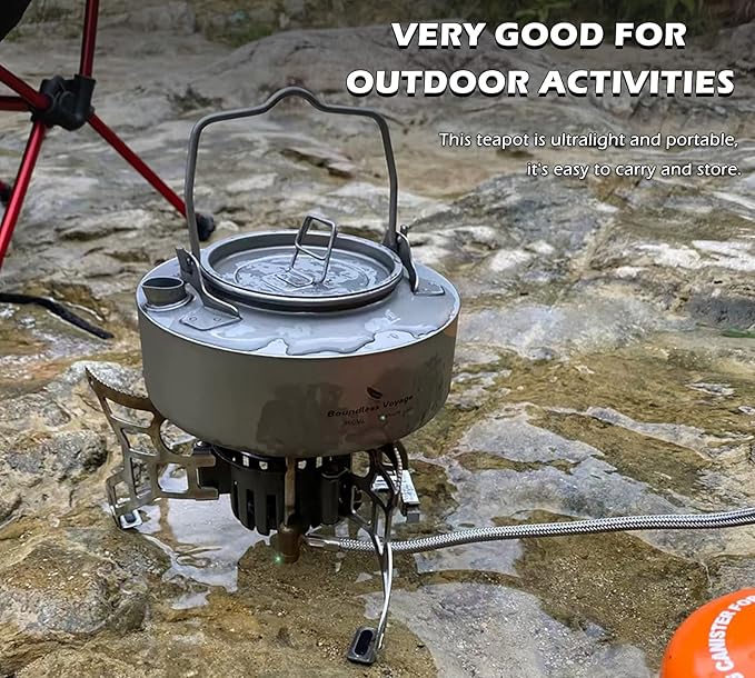Boundless Voyage Titanium Kettle with Folding Handle & Filter Ultralight Teapot Outdoor Camping Coffee Pot for Boiling Water Coffee Tea
