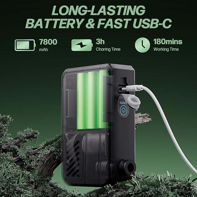 Portable Shower for Camping, Powerful 10L/Min Water Flow, Rechargeable Shower Pump with Bath Sponge, 4 Spray Modes, IPX8 Waterproof, 7800mAh Battery, Ideal for Hiking, Travel, Car Wash, Pet