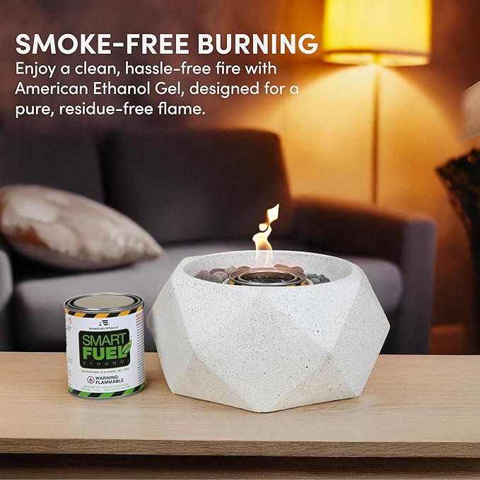 Smart Fuel Bioethanol Gel Fuel Cans – Clean-Burning Bio Ethanol Fireplace Fuel for Indoor & Outdoor Fire Pit, Fireplaces & Tabletop Fire Features - 3 Hour Burn Time - 24 Pack