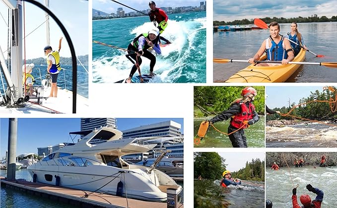 1/2 in x 16 ft Boat Marine Rope for Canyoneering, Floating, Fishing, Rafting, Camping, Hiking, Hunting, Anchor, Arborist Tree, Rafting, Rescue, Knotting Practice Nylon/Polyester Yellow