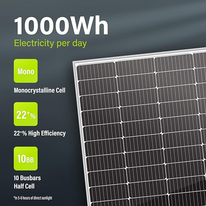 Newpowa 10BB 200W 24V Monocrystalline 200 Watt 24Volt Solar Panel Designed for 24V Charge System Off Grid, High Efficiency Mono Module RV Marine Boat Off Grid (200W New)