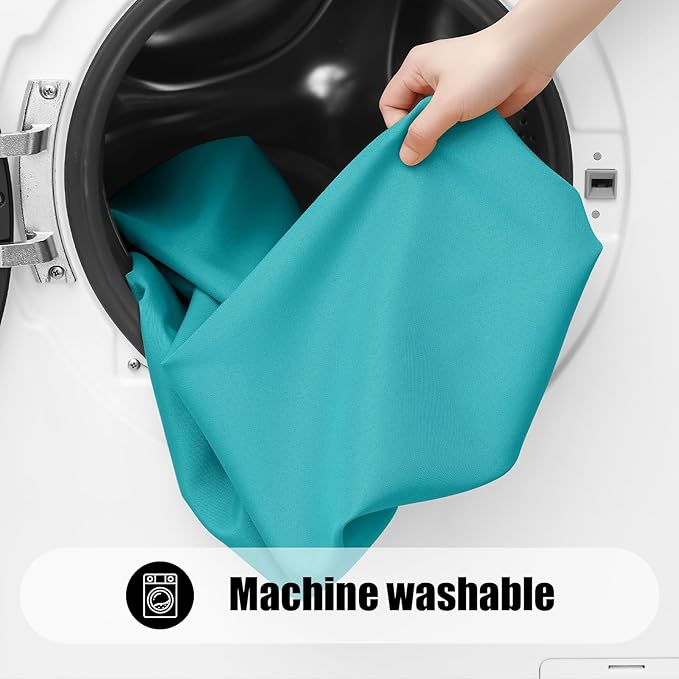 Smiry 2 Pack Rectangle Picnic Table Cloth, Waterproof Elastic Fitted Tablecloths, Washable Polyester Rectangular Patio Table Cover for Camping, Indoor and Outdoor (Turquoise, 30"x96")