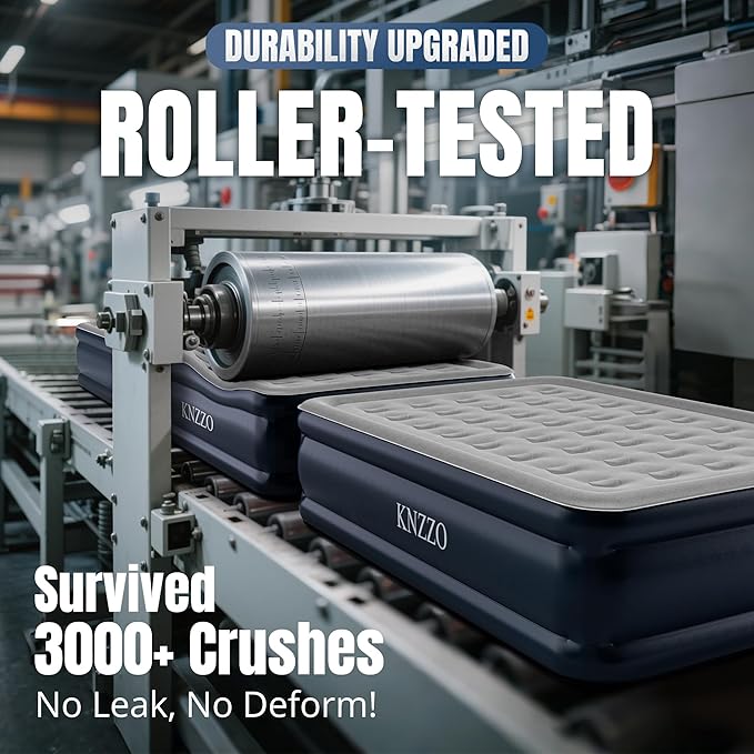 Queen Air Mattress with Built-in Pump, 18" Top Inflatable Mattress with Waterproof Flocking Fabric, Three-Minute Quick-Inflatable Bed. Portable Blow Up Mattress for Home, Outdoor and Guests