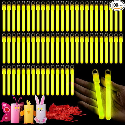 Lewtemi 4" or 6" 100 Pack Bright Glow Sticks Bulk, Glow in The Dark Party Supplies Birthday and Holidays Party Favors