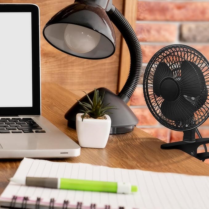 JOEY'Z 6 INCH - 2 Speed - Adjustable Tilt, Whisper Quiet Operation Clip-On-Fan - Black
