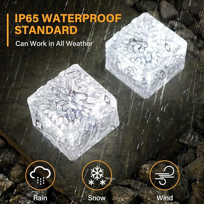 Solar Brick Lights Outdoor Waterproof Patio Brick Lights Garden Decor for Outside 3 Packs for Patio,Yard,Walkway,Pathway Decor