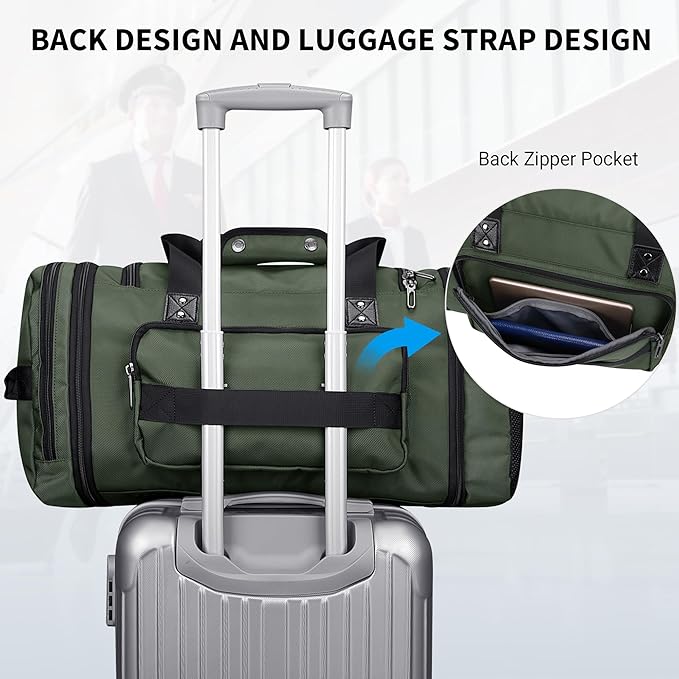 WITZMAN Duffle Bag for Men Nylon Large Gym Weekender Bag with Shoe Compartment Expandable Carry on Overnight Bag(B695 Army Green)