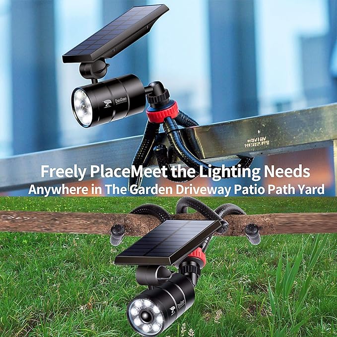 Solar Lights for Outside (Aluminum Alloy), Camping Motion Sensor Light, 100-DAY Free Replacement/Refund Outdoor Solar Power Motion Sensor Light Waterproof for Camping Pathways, Gardens