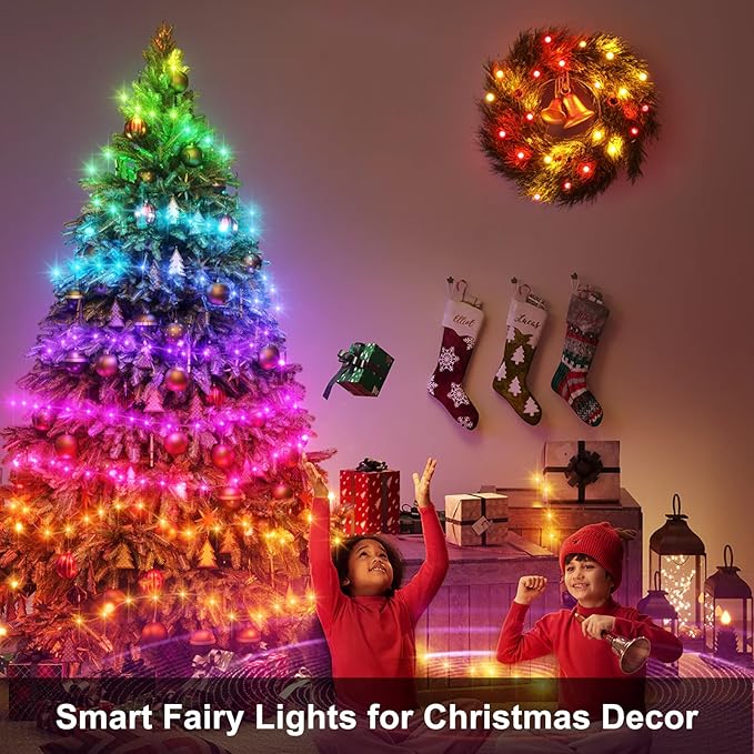 Smart Fairy Lights 2 Pack 66Ft 200 LED Twinkle String Lights with Remote & APP Control, Color Changing USB Christmas Tree Lights Music & Mic Sync for Halloween Holiday Party Decor