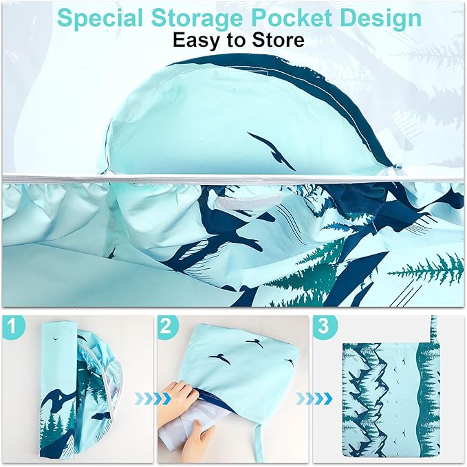 Picnic Table Cover with Bench Covers Portable Table Cloth Built-in Storage Pocket Picnic Table Covers with Elastic Waterproof Camping Essentials for RV Camping