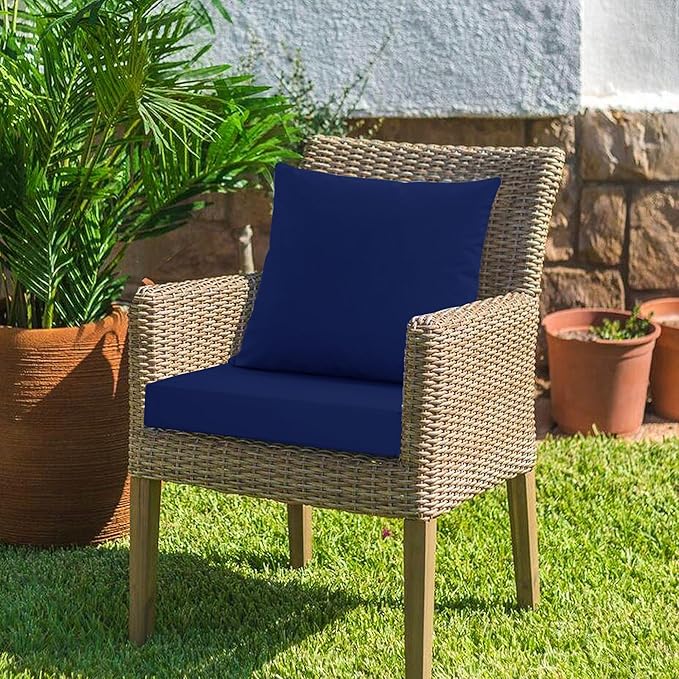 Outdoor Chair Cushions, Waterproof Outdoor Cushions for Patio Furniture w/Fade-Resistant, Removable & Machine-Washable Covers, 19x19 Inch, Ideal for Seat in Gardens/Porch – Set of 1/2/4, Navy Blue