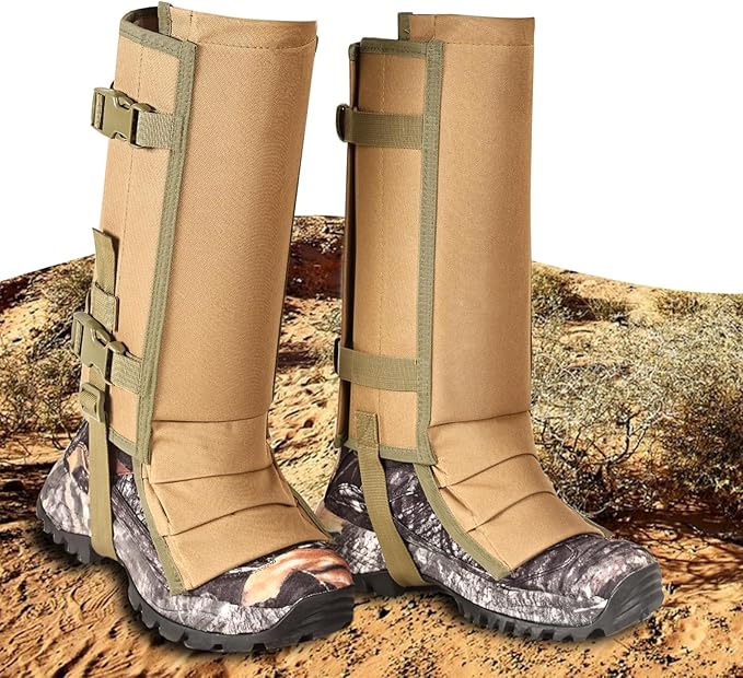 Snake Gaiters Waterproof Lower Legs Snake Guards Snake Guards Bite Protection Adjustable Snake Proof Gaiters for Farm Working Hiking Hunting, Khaki