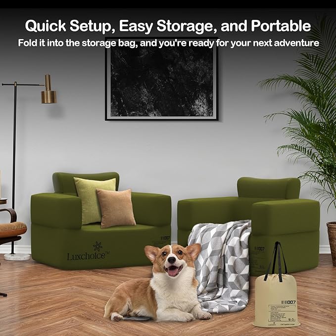 Inflatable Couch Premium Oxford Cloth Inflatable Sofa with Built-in Pump Rechargeable Portable Blow Up Couch for Camping Outdoor Travel Home Guests Backyard Patio