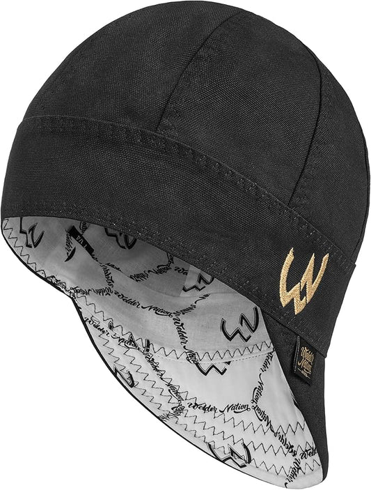Welder Nation 8 Panel 10 oz Welding Premium Cap 100% Cotton Interior & Duck Canvas Exterior - Protective Durable Heavy-Duty
