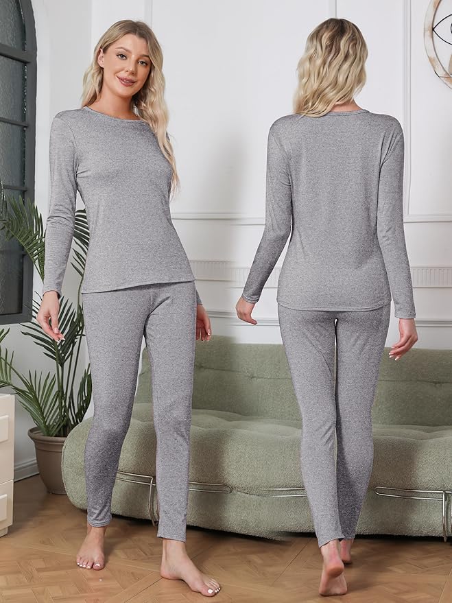VZV Thermal Underwear for Women, Long Johns for Women Thermal Sets Fleece Lined Base Layer Top and Bottom Set