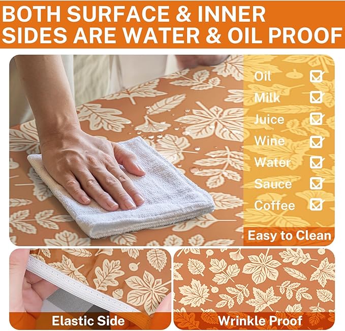 Picnic Table Cover with Bench Covers Elastic Edges, Fall Yellow Fitted Table Cover, Outdoor Patio Camping Essentials 72 Inch 3PCS, Waterproof Camping Fitted Tablecloth with Drawstring Bag