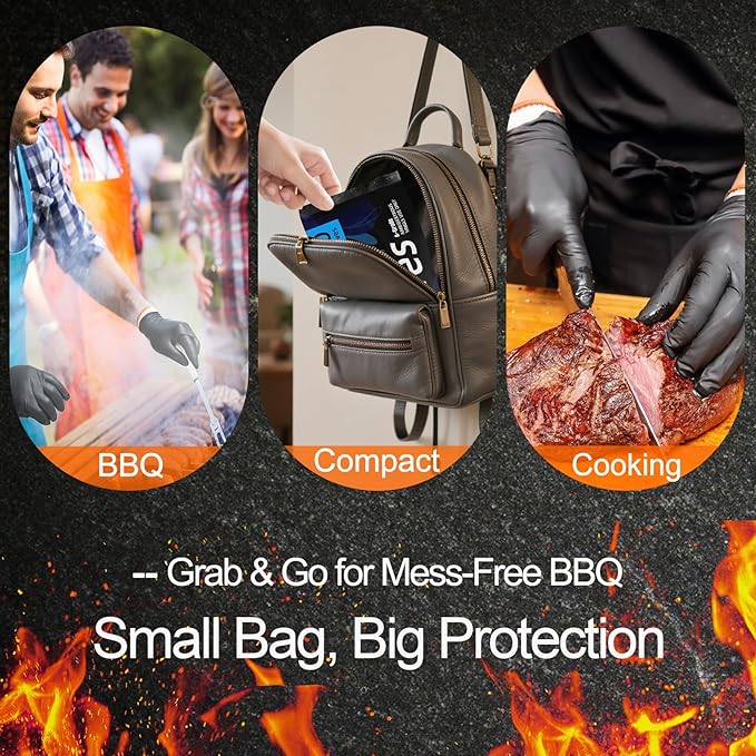 BBQ Gloves 50 Disposable nitrile Gloves with 2 Reusable Cotton Liners Guantes for Cooking Food Prep,Powder Latex Free,Heat Resistant for Grilling, Barbecue, Smoker Guante Heat Froof for Men - XLarge