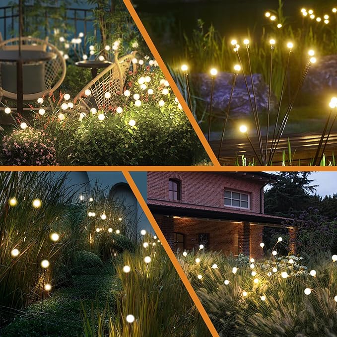 Warm-2Pack 16LED Firefly Warm Changing Lights,Garden Solar Lights Outdoor Decorative,Yard Waterproof Solar (Warm-2pcs)