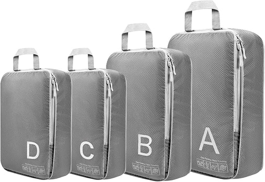 Compression Packing Cubes for Travell Fabric Packing Cubes with Smooth Zippers, Space-Saving Compression Bags for Travell, Luggage Organizers for Clothes, Shoes, and Accessories