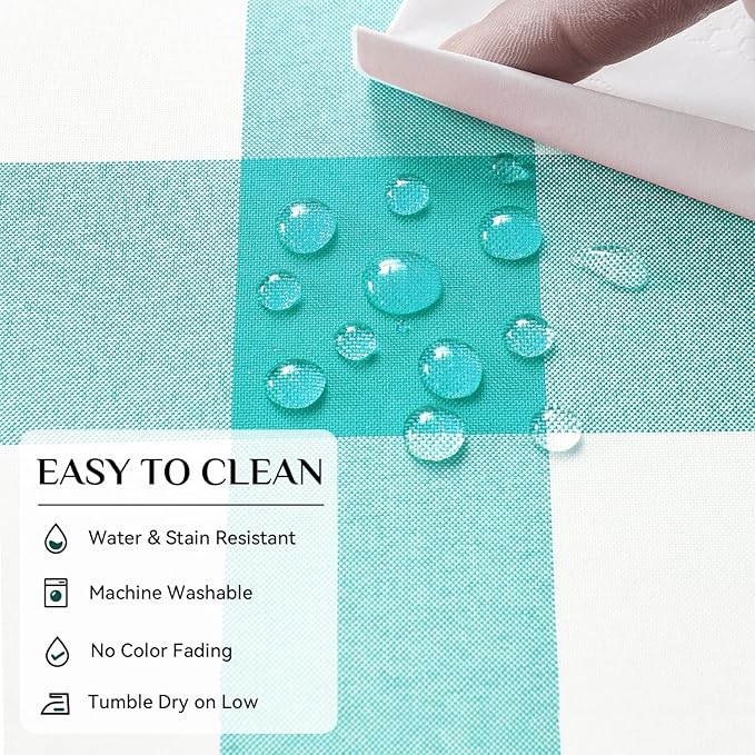 Softalker Gingham Checkered Square Tablecloth - Waterproof Buffalo Plaid Table Cloth Stain Resistant Washable Table Cover for Picnic/Camping/Outdoor - Teal Blue, 54 x 54 Inch