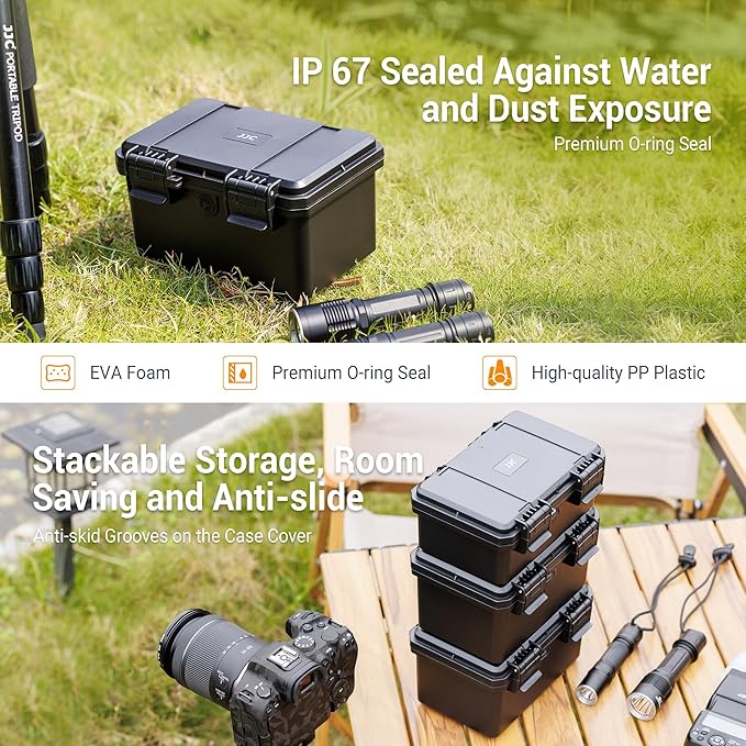 JJC 24 Slots 21700/20700 Battery Case Holder, IP67 Water-Resistant & Shockproof Battery Storage Organizer Box for 21700 or 20700 Battery with Customized Holder, EVA Interior and Pressure Valve