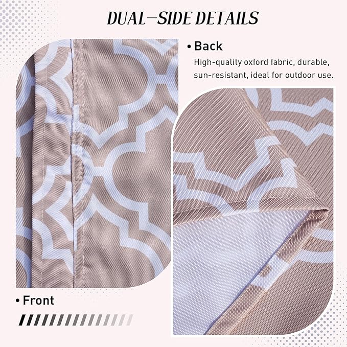 Poise3EHome Outdoor Tablecloth Rectangle with Umbrella Hole Waterproof Spillproof for Patio Table Picnic Camping Spring Summer, Khaki (52X70 Zipper)