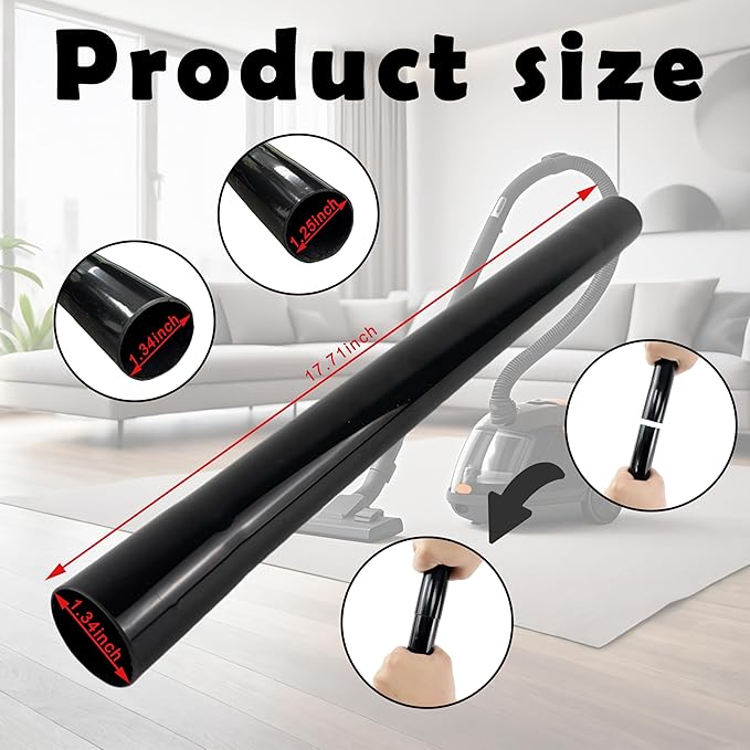 Vacuum Extension Tubes 4Pack, 1.25 Inch Diameter, 17.71 Inch Length - Black | Compatible with 1-1/4 Inch Hose Wet/Dry Vacuum Cleaners | Versatile Tool (Black, 4P 17.71 ")