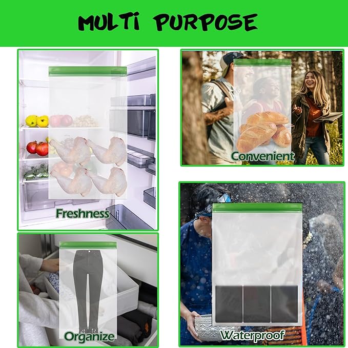 4 pack Bear Bags for Food Backpacking- Double Seal Odor Barrier Storage Bags 7.87 Mil Reusable Camping and Household, Lock in Odors Keep Contents Fresh and Waterproof, Reusable Odor Proof Bags ( 9*10)