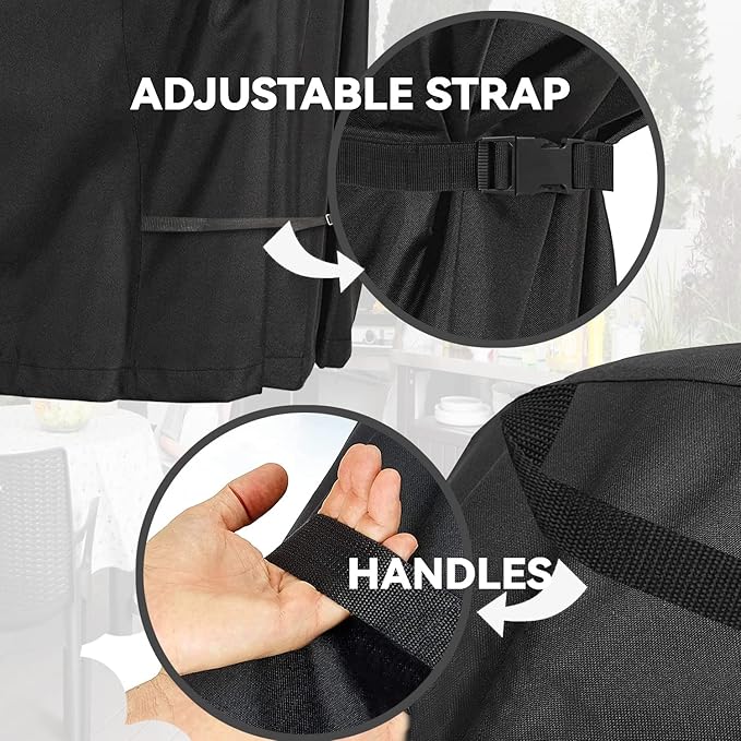 Outdoor Dining Cart Cover - Heavy Duty Waterproof Cover for Royal Gourmet Cart, Flattop Worktable, Propane Tank - Black, Polyester