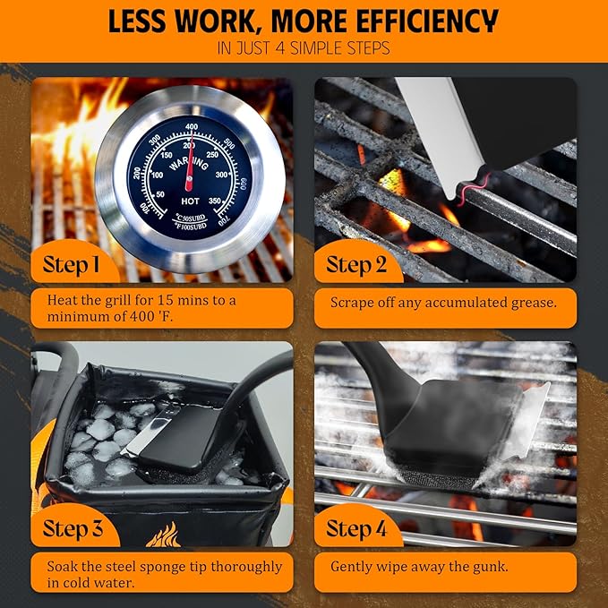 MEKER Grill Brush Bristle Free with Collapsible Bucket, 7 Pcs Grill Cleaner Brush with Durable Foldable Water Tank for Grill Cleaning, Portable Outdoor Grill Bucket, Dunk Tank, Black