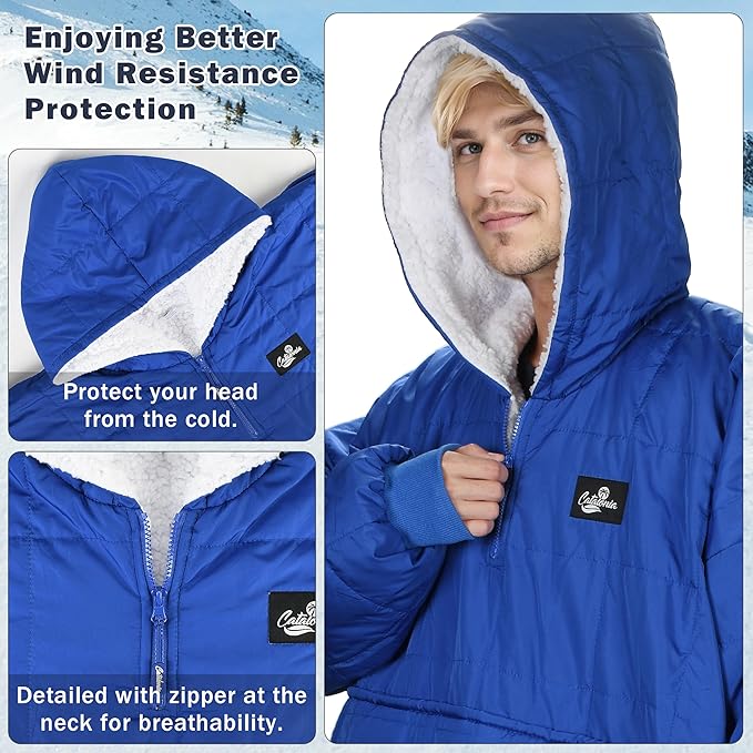 Catalonia Outdoor Windproof Wearable Stadium Blanket, Oversized Waterproof Wearable Blanket Poncho