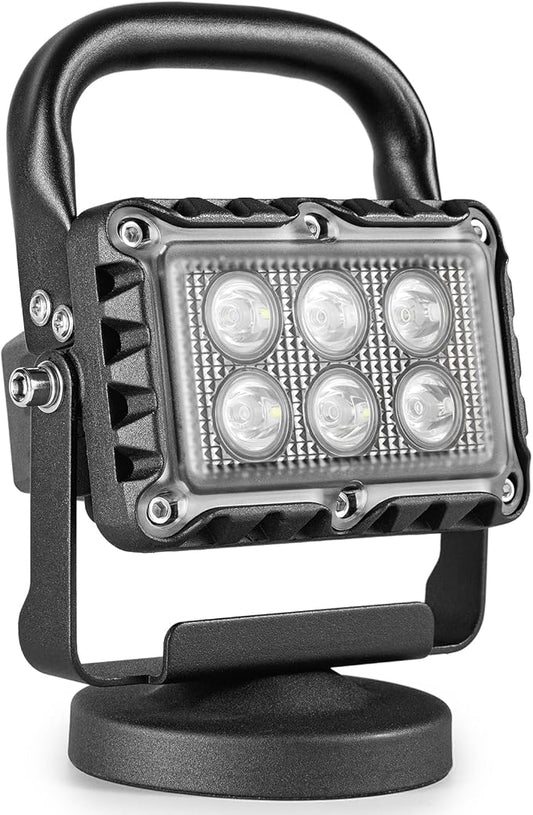 18W LED Work Light 2400 Lumens Aluminum Alloy High Brightness Strong Magnetic Base Wireless Portable Waterproof Dustproof Garage Workshop Car Repair Construction Site-Red Light (White)