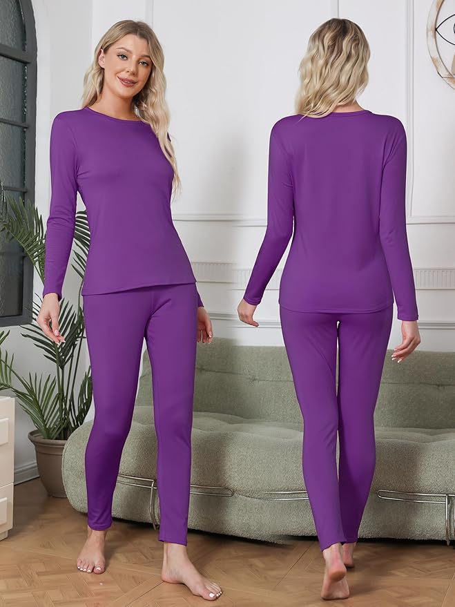 VZV Thermal Underwear for Women, Long Johns for Women Thermal Sets Fleece Lined Base Layer Top and Bottom Set