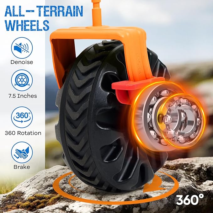 400L Collapsible Double Decker Beach Wagon with Brakes, Folding Beach Cart with 54" Extra Long Decker, 450LBS Heavy Duty Wagon Chart with All-Terrain Big Wheels for Sand Camping Garden