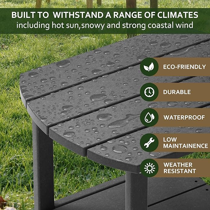 TORVA Patio Adirondack Side Table, Outdoor End Tables All-Weather Resistant HDPE Humidity-Proof Long Time Use for Deck, Lawn,Garden, Porch, Backyard End Table(Gray Color-2 Tier)