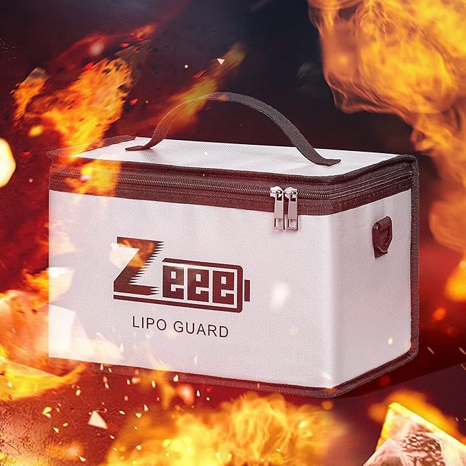 Zeee Lipo Fireproof Safe Bag - Large Capacity Storage Guard Pouch for Charging - 10 Cell Adjustable (10.6x6.7x6.7in)